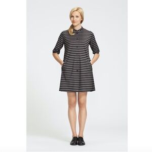 Marimekko Kaste A-Line Dress Cotton Stripes Pockets * FLAWS *